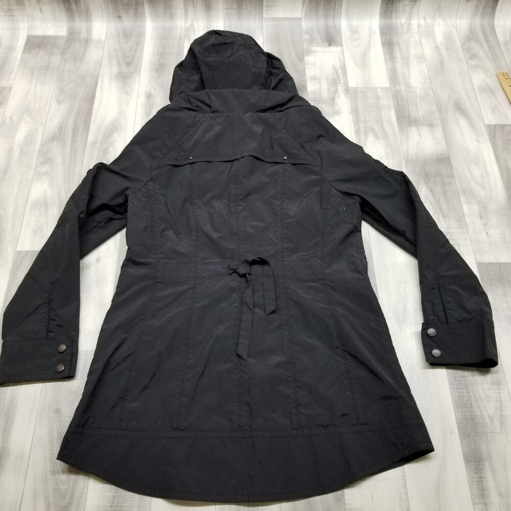 ✅Cole Haan Black Windbreaker Jacket Stowaway Hood Lightweight Women's M - Picture 3 of 13